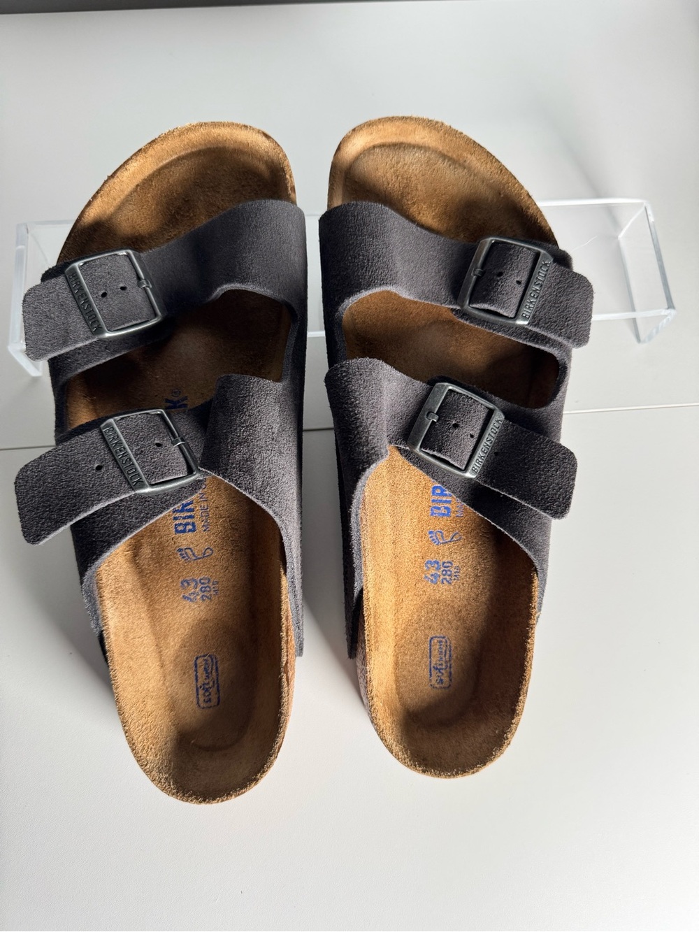 Birkenstock Arizona Soft Footbed Sandals Men’s 43 Regular Velvet Gray Suede